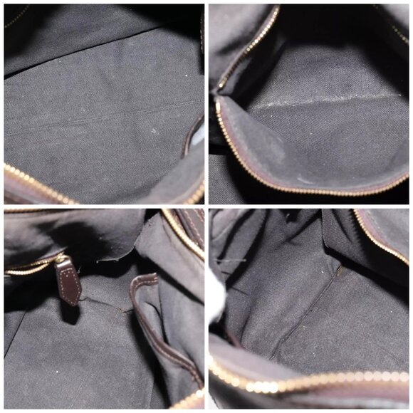 BURBERRY Hand Bag Leather 2way Dark Brown Gold Auth 114741 - Picture 15 of 16